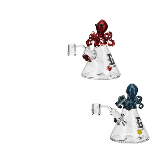 Eg Glass – Dab Rig Octopus Design Glass Smoking Water Pipe 5.3 inch / Red